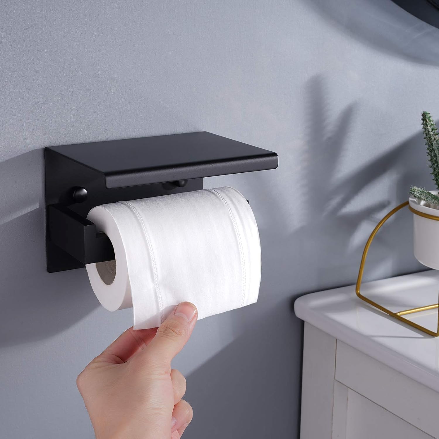 Porta carta igienica in acciaio inox, autoadesivo, senza foratura, adatto per bagno, cucina e WC (nero) | Leroy Merlin
