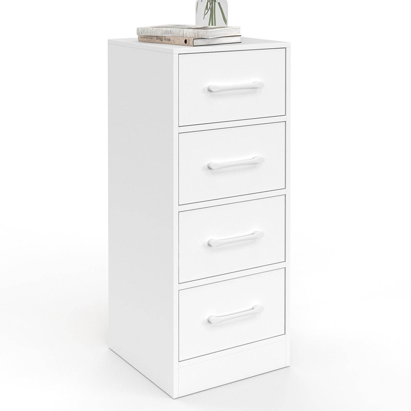 Meuble d'appoint 4 tiroirs UPPAH 30x30x80 cm chiffonnier pour entrée salle de bain bois blanc - 2