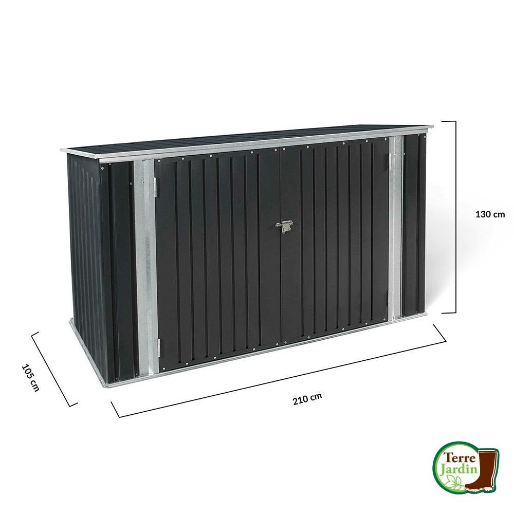 Abri de Jardin Deux Portes210 x 105 x 130 cm, Coffre Métallique pour vélo et outils - 6