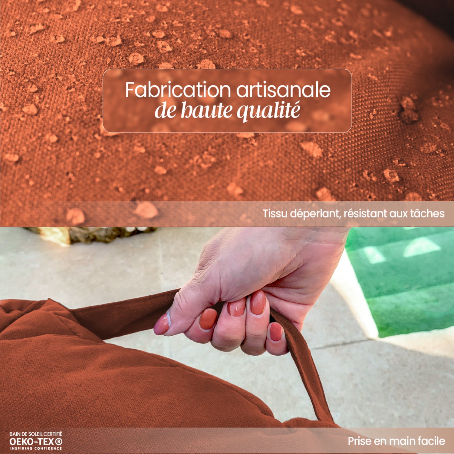 Kit de coussins pour palette capitonnés - Terracotta - Linxor - 3