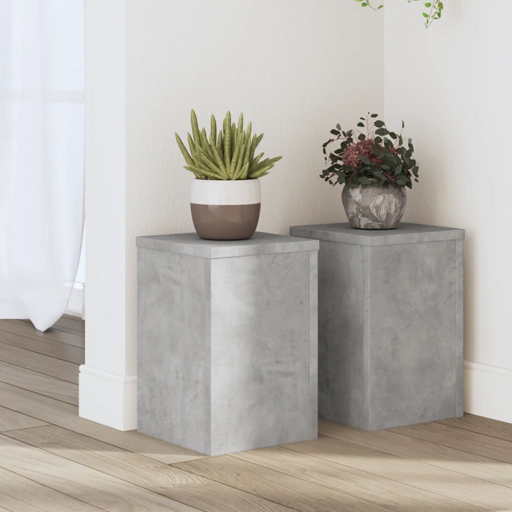 Supports pour plantes 2 pcs gris béton bois d'ingénierie - 3
