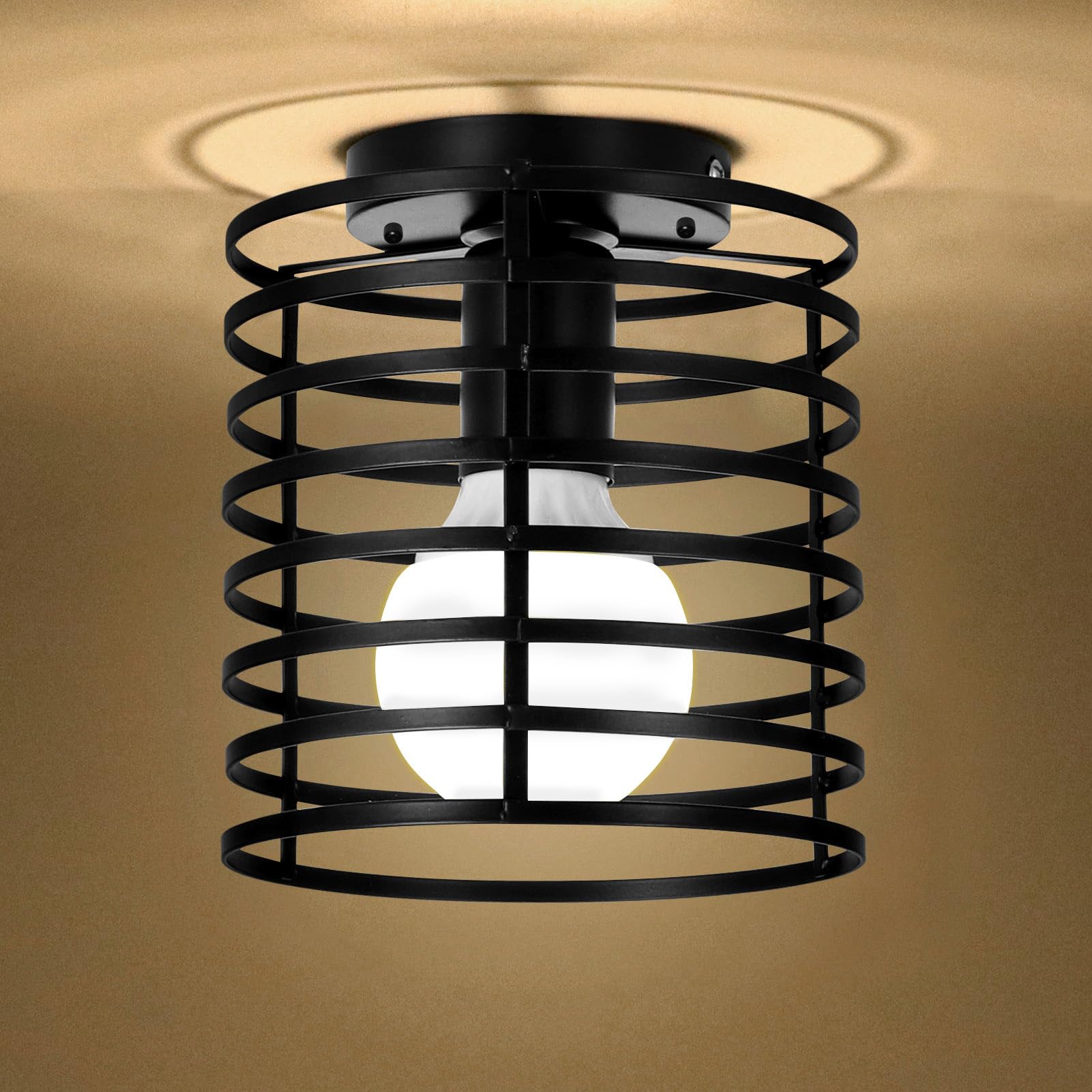 Lampa wisząca w stylu retro metalową klatką przemysłowa lampa sufitowa pół wpuszczana oprawa oświetleniowa odpowiednia korytarza salonu nie dołączona