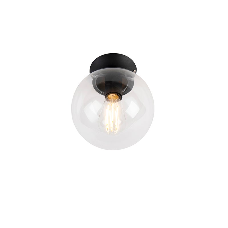 Qazqa artdeco plafon - Pallon - przezroczysty, max. 25w, kompatybilny z żarówką LED, e27, 20cm oświetlenie wewnętrzne