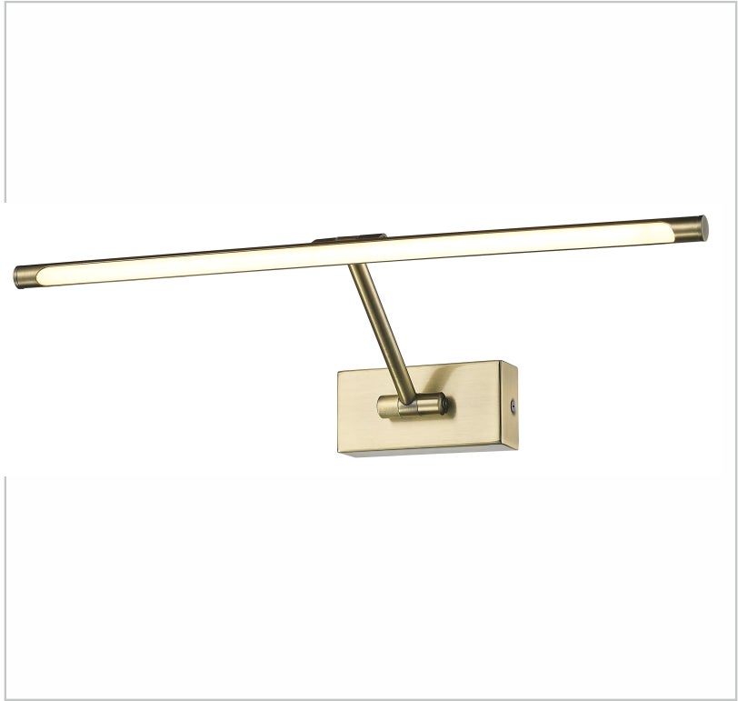 Kinkiet LED do oświetlania obrazów, luster, murali, tradycyjne 8W, ciepłe światło 3000K, postarzany brąz, przegubowy i orientowalny. 48cm
