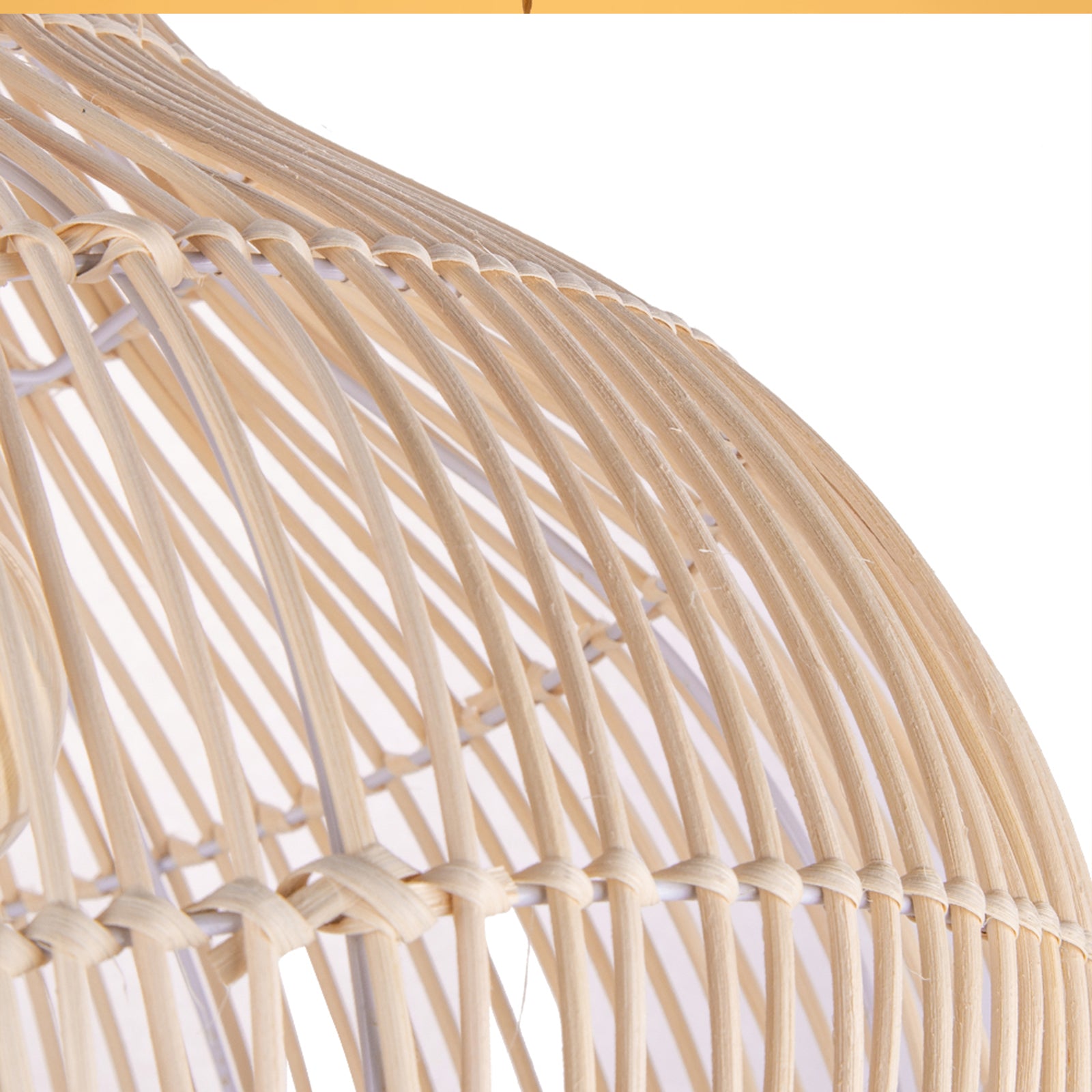Lustre suspendu en rotin blanc Luminaire artisanal pour salon,D50CM x H50CM - 3