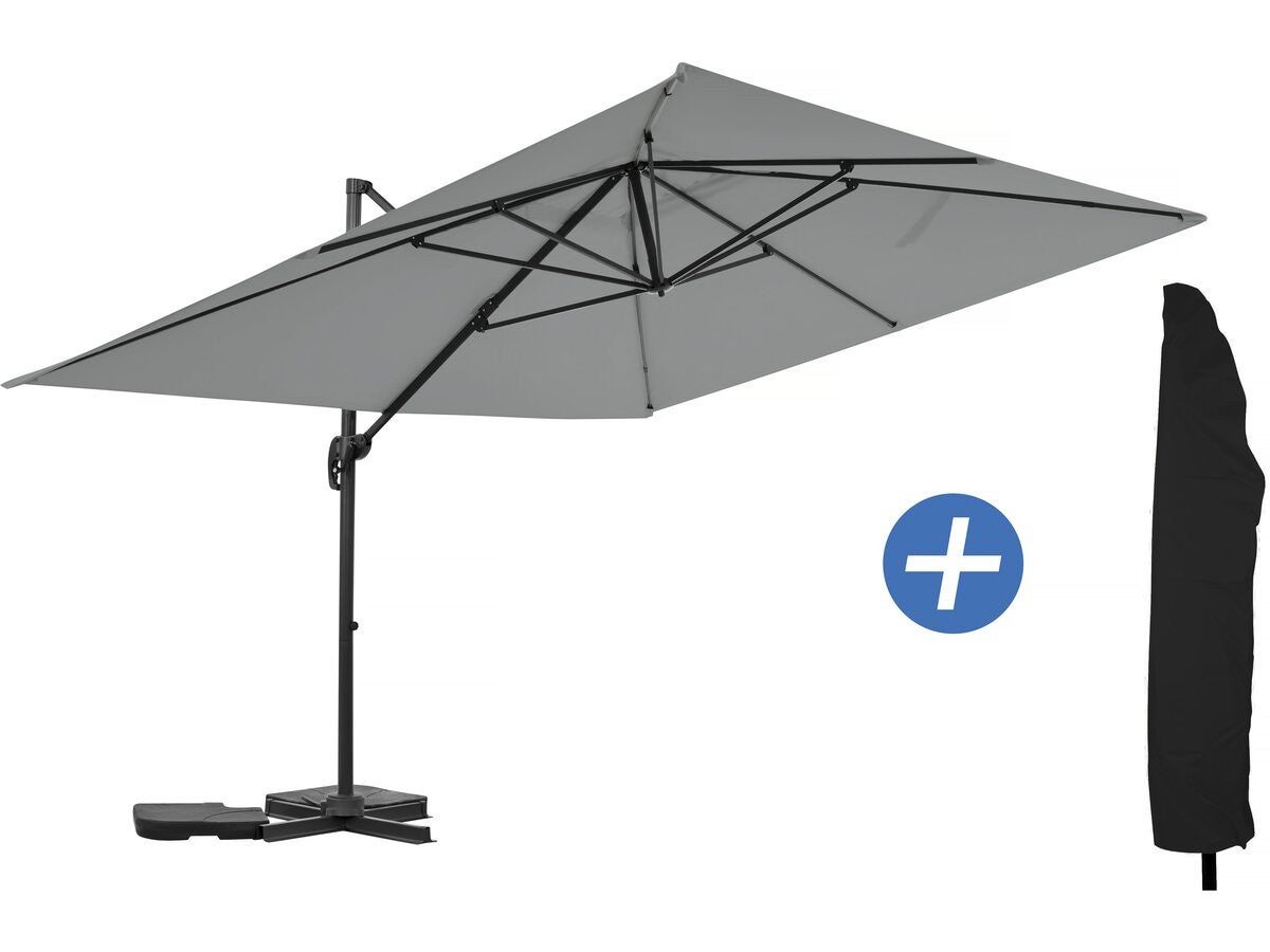 Parasol ogrodowy aluminiowy Sky 4 Cantilever - 3 x 4 m - szary - z pokrowcem