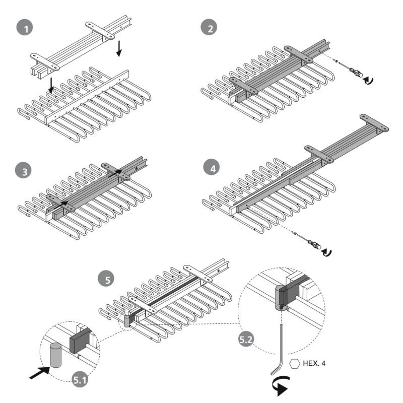Emuca Porte-pantalons extractible, 11 tiges, guides d'extraction totale, Acier, Chromé - 8