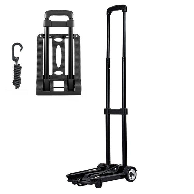 Diable pliant a 2 roues SucceBuy, charge 49,9 kg, avec 2 cordes elastiques et base extensible, pour demenagements, transport a laeroport ou au bureau