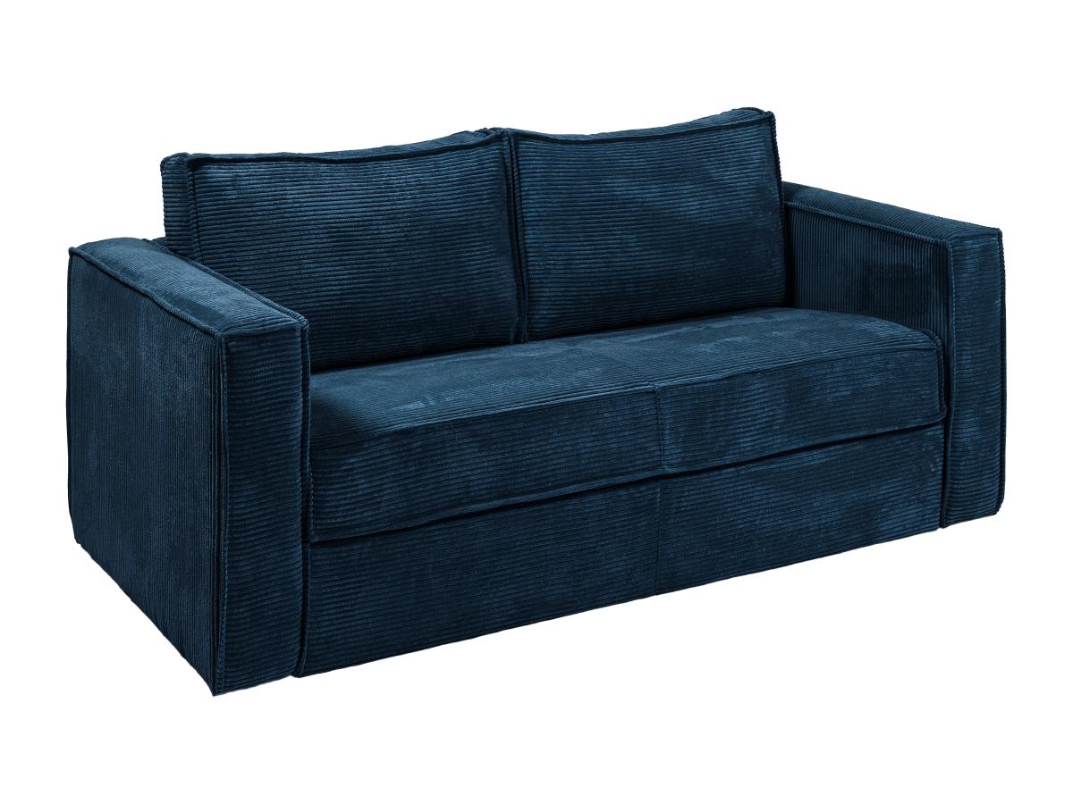 Sofá cama de 4 plazas con apertura italiana de pana azul - medidas de descanso: 160 cm - colchón con memoria de forma de 22 cm loreto