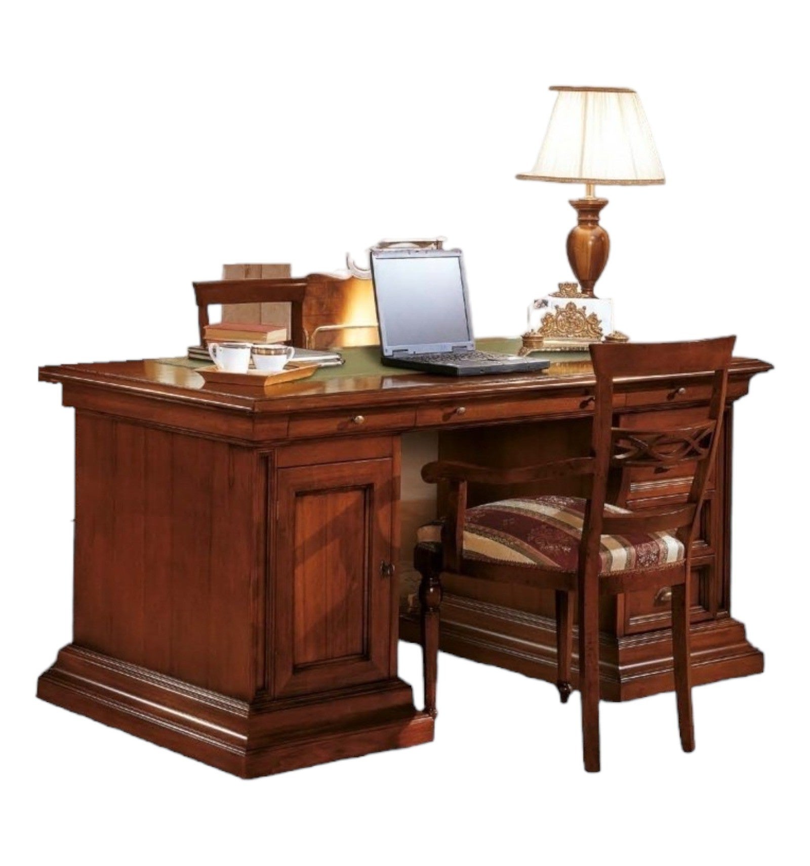 MOBILI 2G SCRIVANIA STUDIO CLASSICA IN LEGNO TINTA NOCE