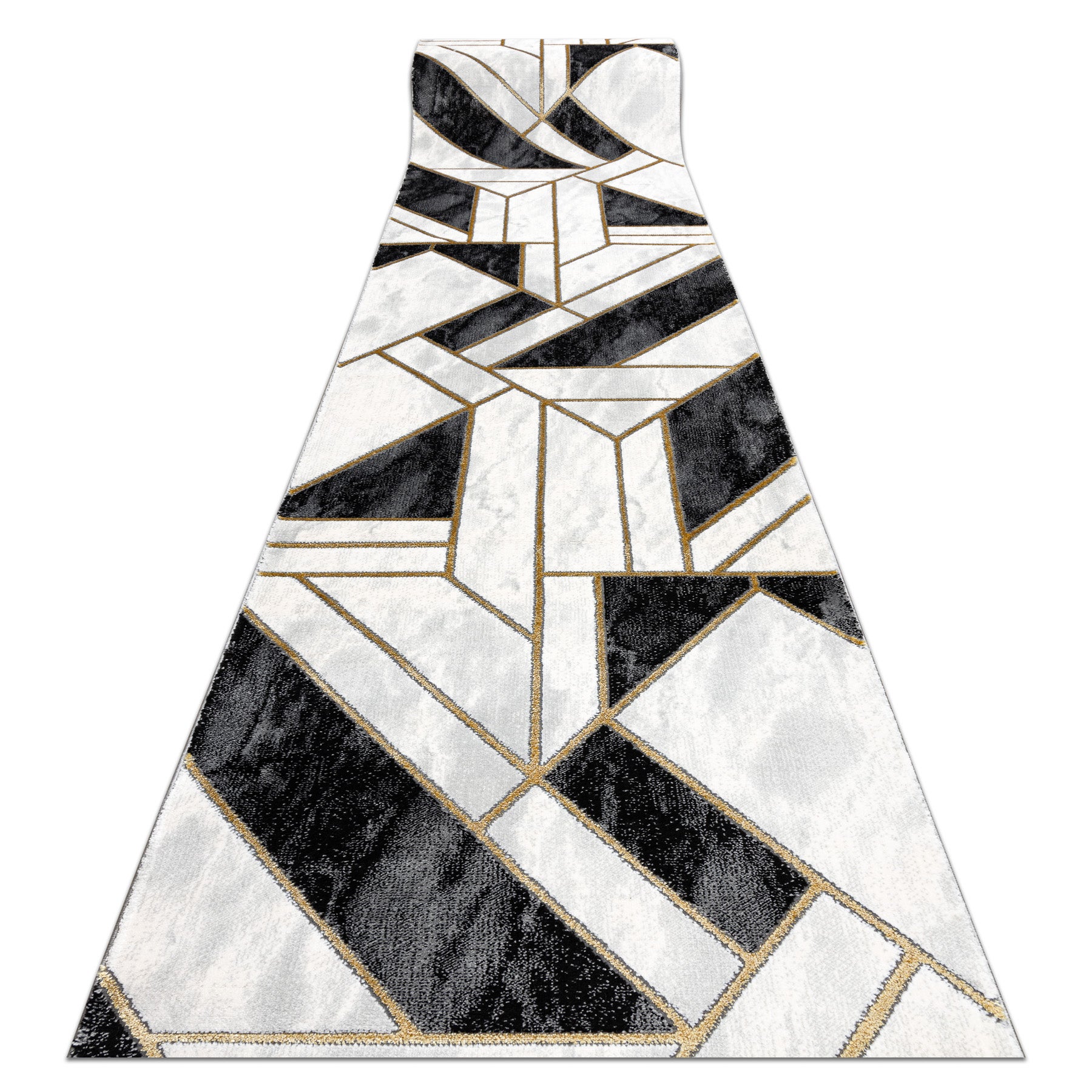 Chodnik EMERALD ekskluzywny 1015 glamour, stylowy marmur, geometryczny czarny / złoty 100 cm 100x550 cm