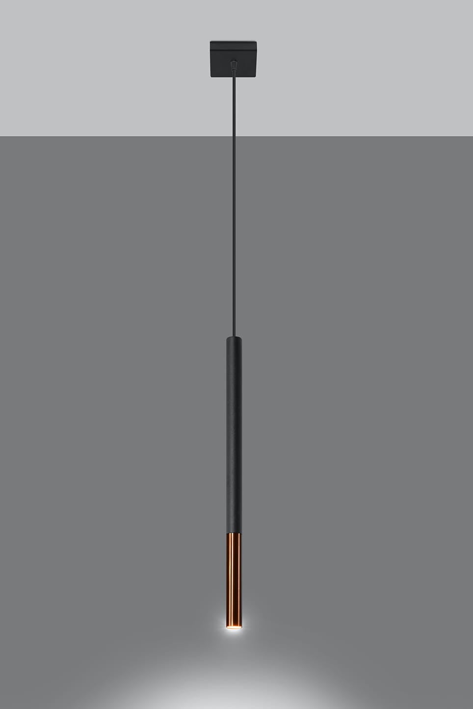 Lampa wisząca Mozaica czarno-miedziana 1xG9x12W punktowa tuba wym: 100 x 8 x 8 cm metal Sollux Lighting - 4