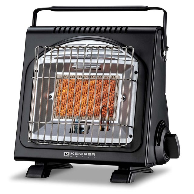 Chauffage à gaz portable Piezo 1700W à cartouche Systèmes Sécurité intégrés Autonomie 2h30 KEMPER