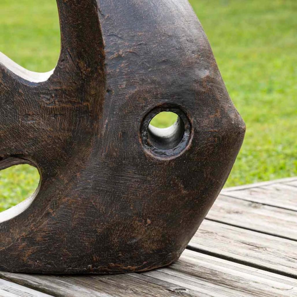 Déco moderne jardin statue poisson petit modèle brun 50cm - 7