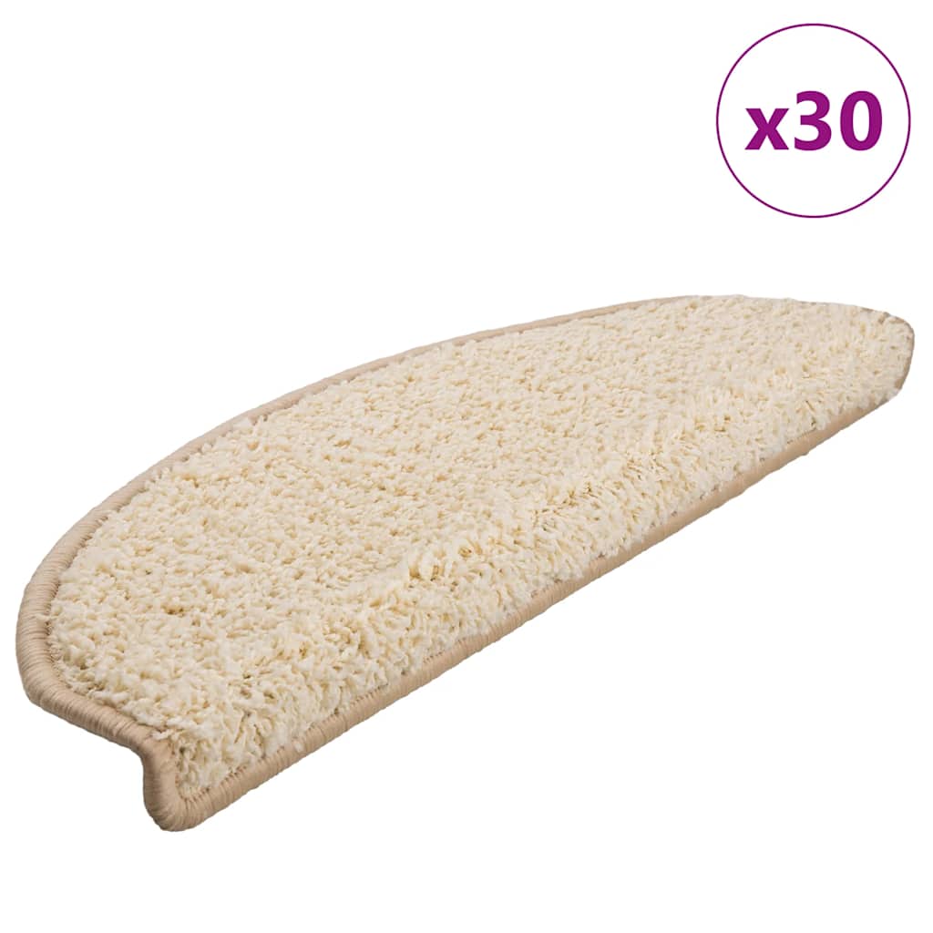 Maty na schody 30 szt. 65x21x4 cm Kremowe półokrągłe duże vidaXL