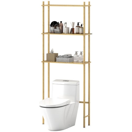 Scaffale per WC Mensola per bagno in metallo 68 x 25 x 152 cm nera