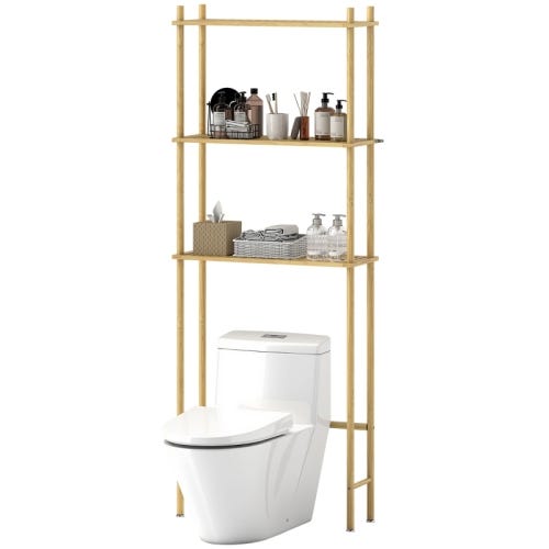 Scaffale per WC Mensola per bagno in metallo 68 x 25 x 152 cm nera Scaffale per WC Mensola per bagno in metallo 68 x 25 x 152 cm nera