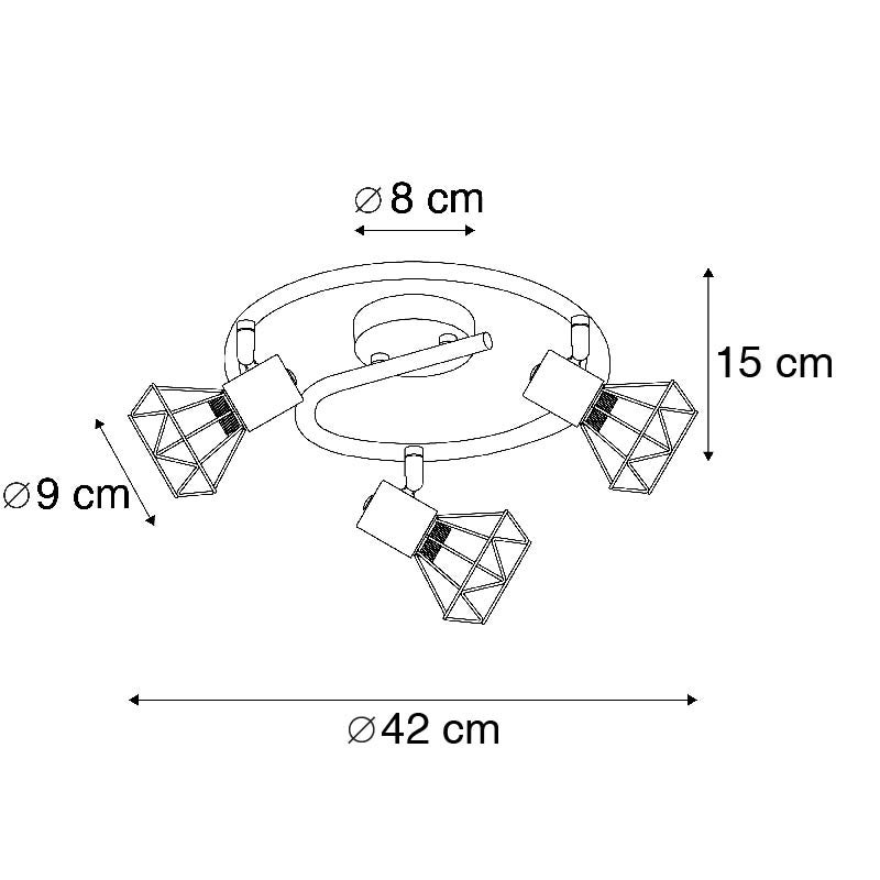 Spot Art Déco noir orientable 3 lumières - Mosh - 3