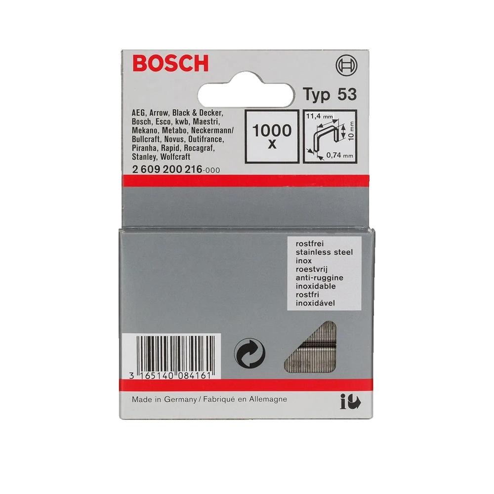 Zszywki Bosch Typ 53 Stal nierdzewna 11,4 mm x 10 mm Opakowanie 1000 - 2
