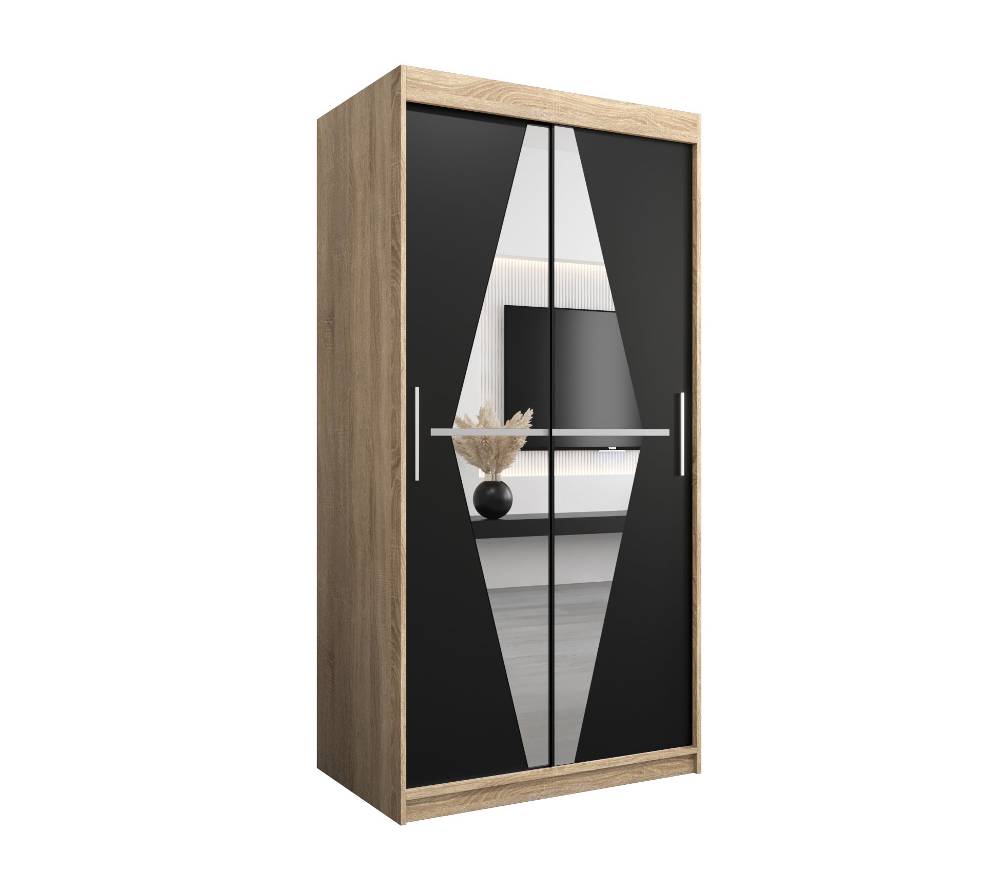 Szafa przesuwna garderoba BOLIWIA 100 x 62 x 200 cm Sonoma + Czarny - Abiks Meble