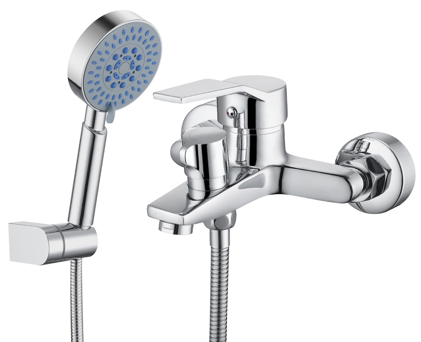 LOVHAUS Bateria wannowa z prysznicem ręcznym, mosiądz, 5 funkcji, montaż na powierzchni