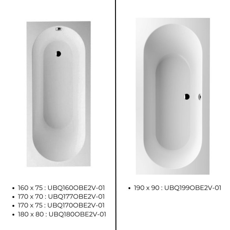 Baignoire droite 160 x 75 VILLEROY ET BOCH Oberon Quaryl - 6