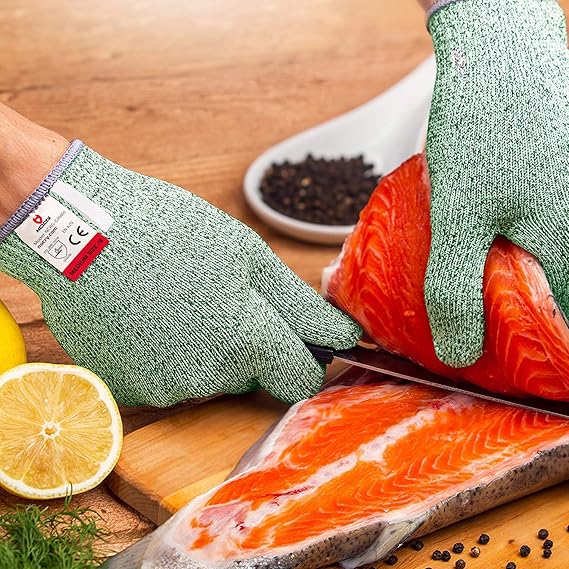 Gants anti-coupure – 100 % alimentaire, protection niveau 5, ambidextres, verts.XL*26cm - 5