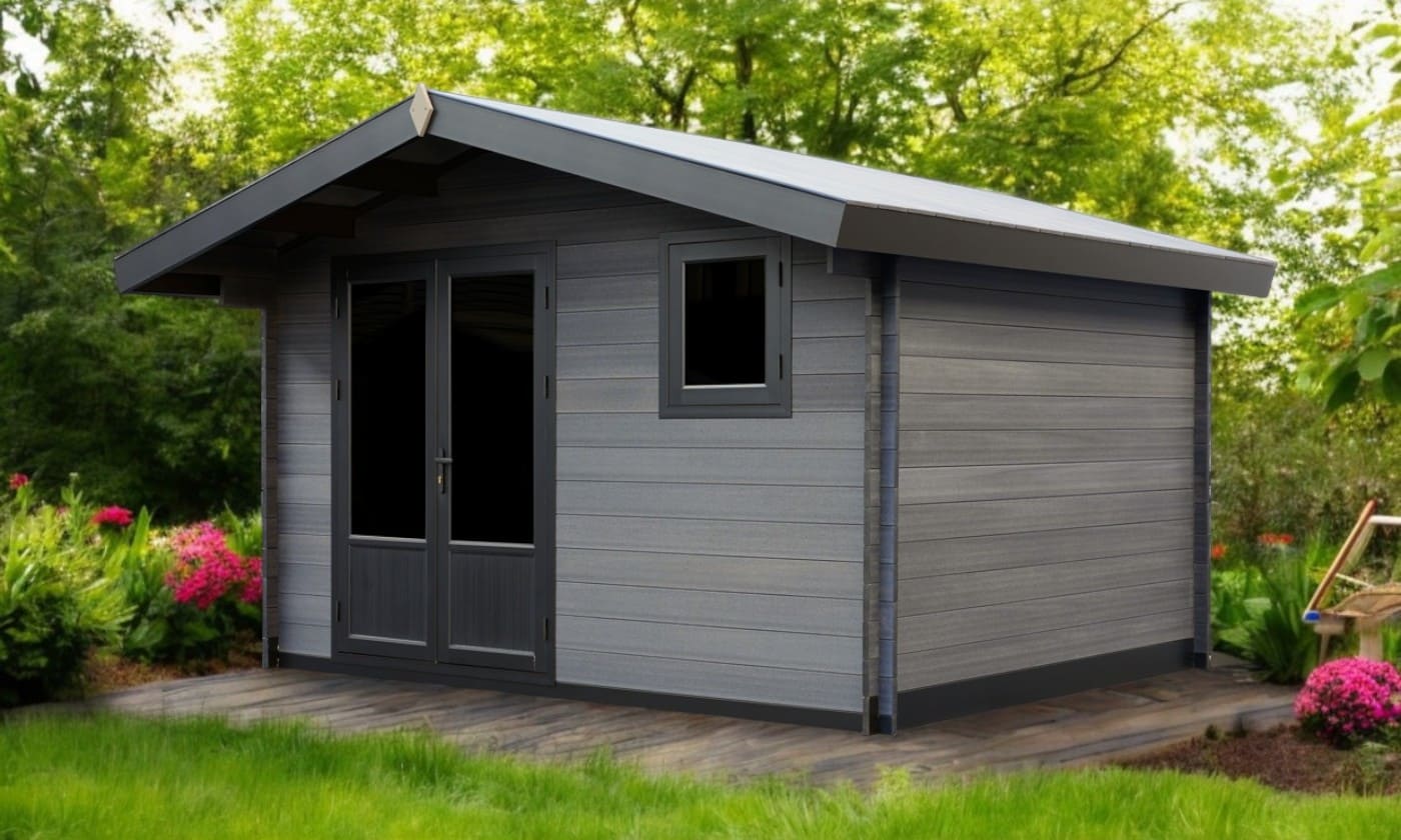 Abri de jardin TOUSCHALETS PIPÉRI composite 380x300cm ép 28mm | Leroy ...