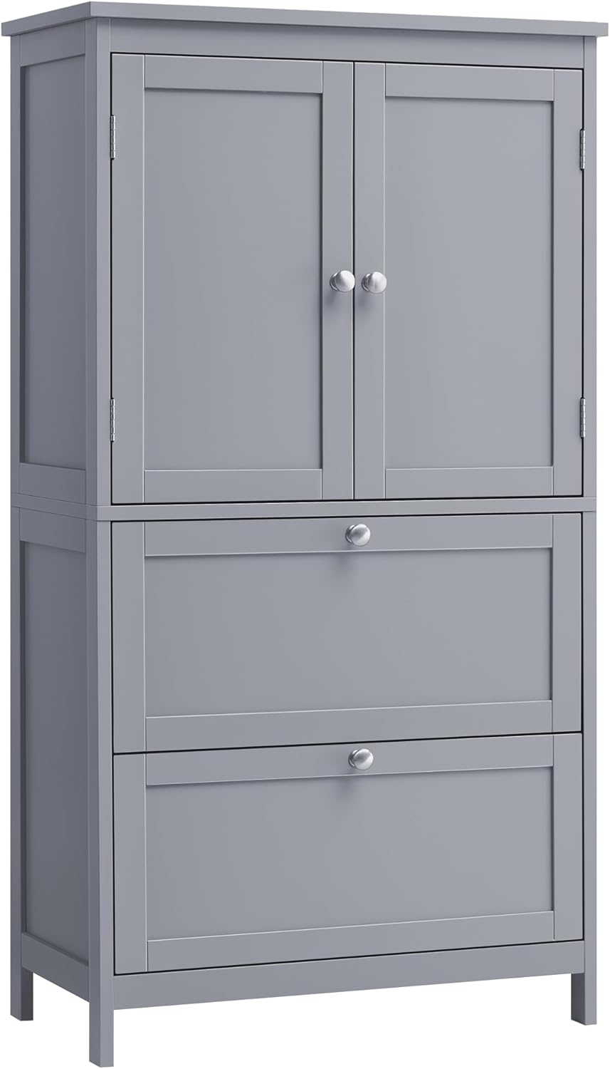 Vasagle  Mueble De Baño, Armario De Baño, Armario De Cocina, Armario Almacenaje Con 2 Cajones Y 2 Puertas, Estante Regulable, 30 X 60 X 110 Cm, Paloma Gris , Leroy Merlin