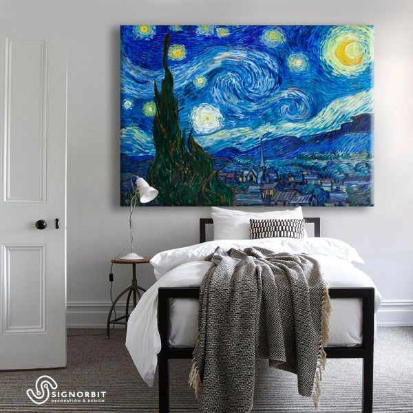 Vincent Van Gogh- Nuit Étoilée - Tableau Toile Sur Cadre Bois 100x140 cm - 4