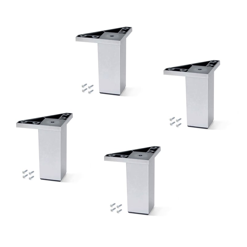 Emuca Pakiet 4 nóżek meblowych Alumix 1, wysokość 120 mm, Plastik, Szary metaliczny