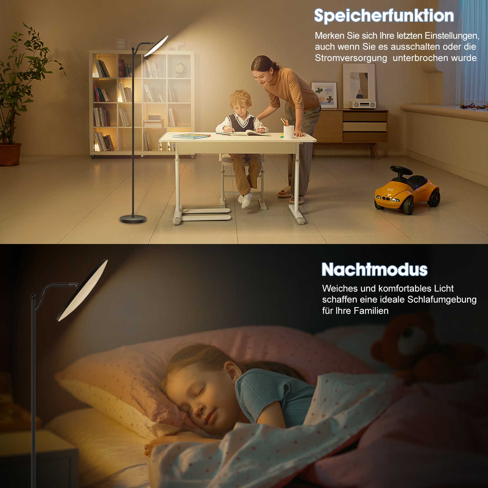 LOVHAUS Lampadaire LED 32W avec Télécommande, Lampadaire LED Dimmable avec Liseuse 2700K-6500K, Lampadaire Noir Moderne pour Chambre et Salon - 7