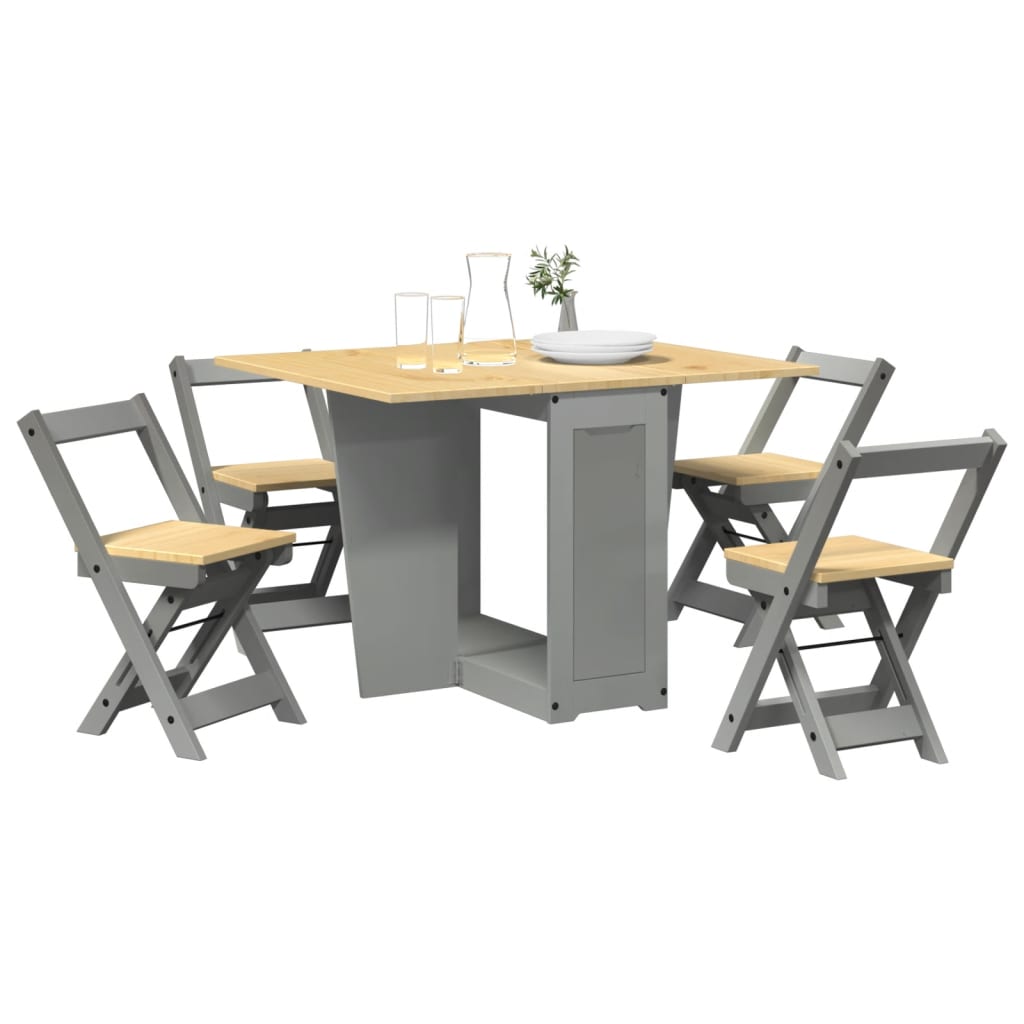 Ensemble Manger Pliable VidaXL - Table Papillon Et 4 Chaises En Pin - Gris Et Bois - Design Gain De Place