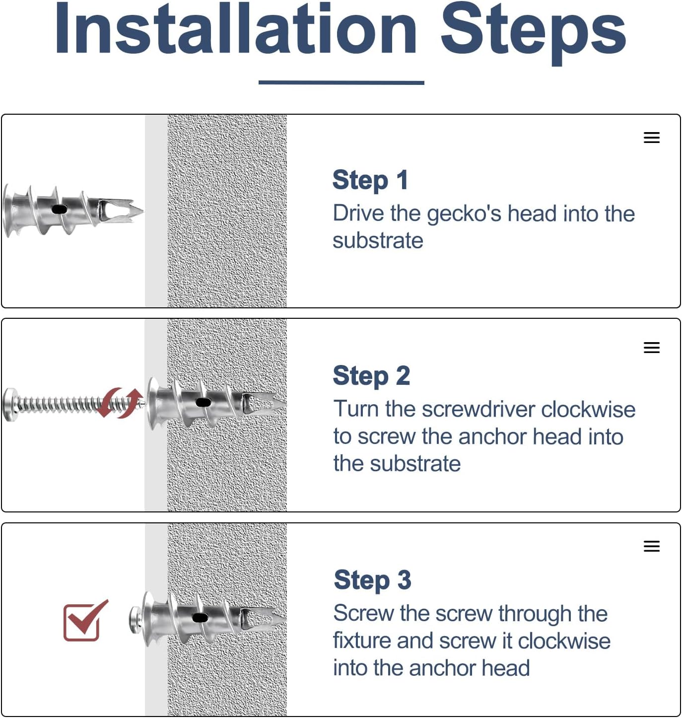 40 Pièces Chevilles Autoperceuses pour Placoplatre, Fixation Mural Haute Charge, Vis pour Béton, Briques et Plâtre - Idéal pour Cadres Photo et Plus - 3