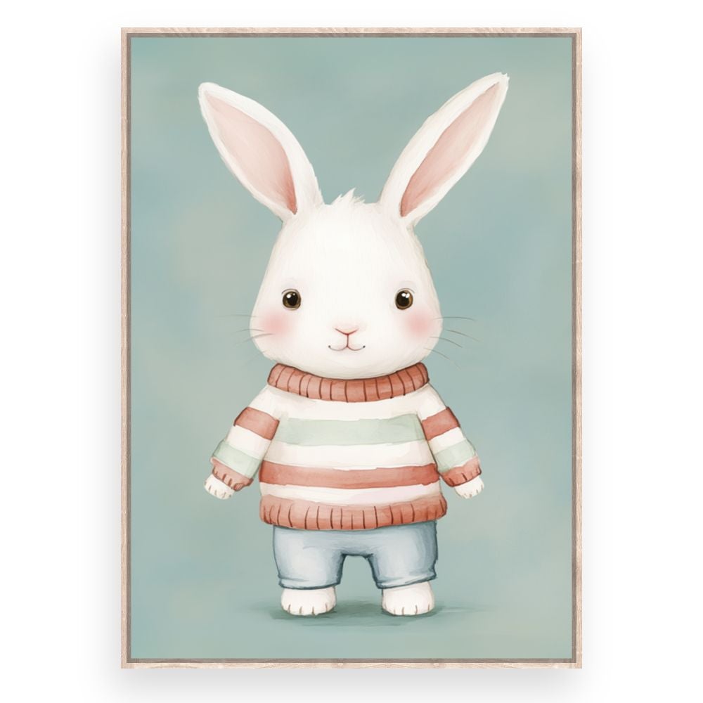 Tableau imprimé et encadré pour enfants 'Lapin câlin' / 100x140cm / Cadre Effet naturel / Fabriqué en France / Toile murale / DADA ART - 3