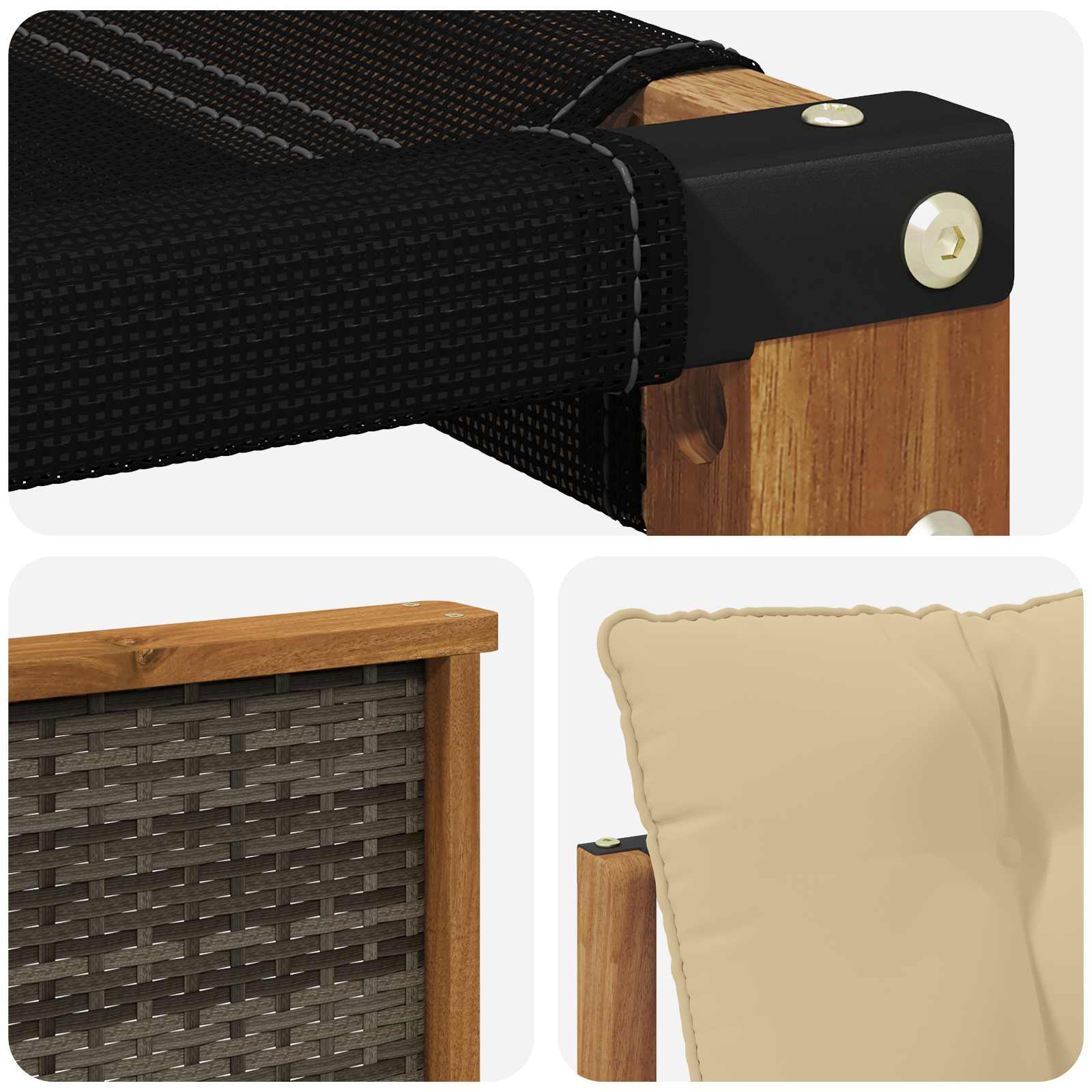 Ensemble de canapés d'extérieur, 9 pièces, naturel et beige, pour la terrasse - 7