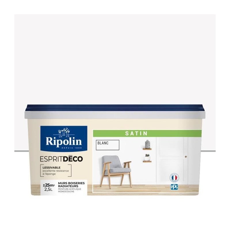 RIPOLIN ESPRIT DECO MULTI SUPPORTS BLANC satin 2,5L - 2