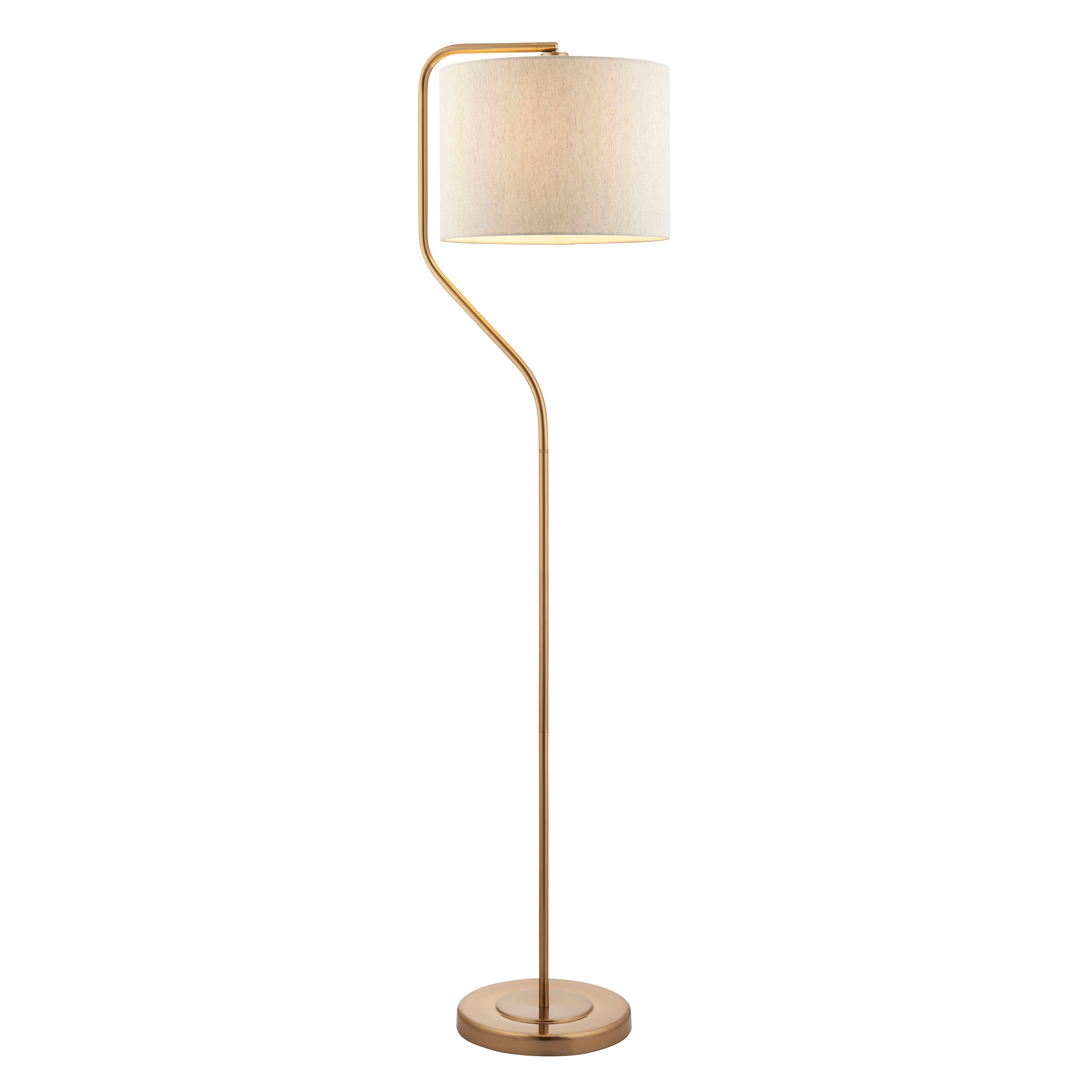 Lampa stojąca zagięty trzon CLEMENT mosiężno-kremowa 1xE27x10W metal wym:155x35x39cm IP20 Endon