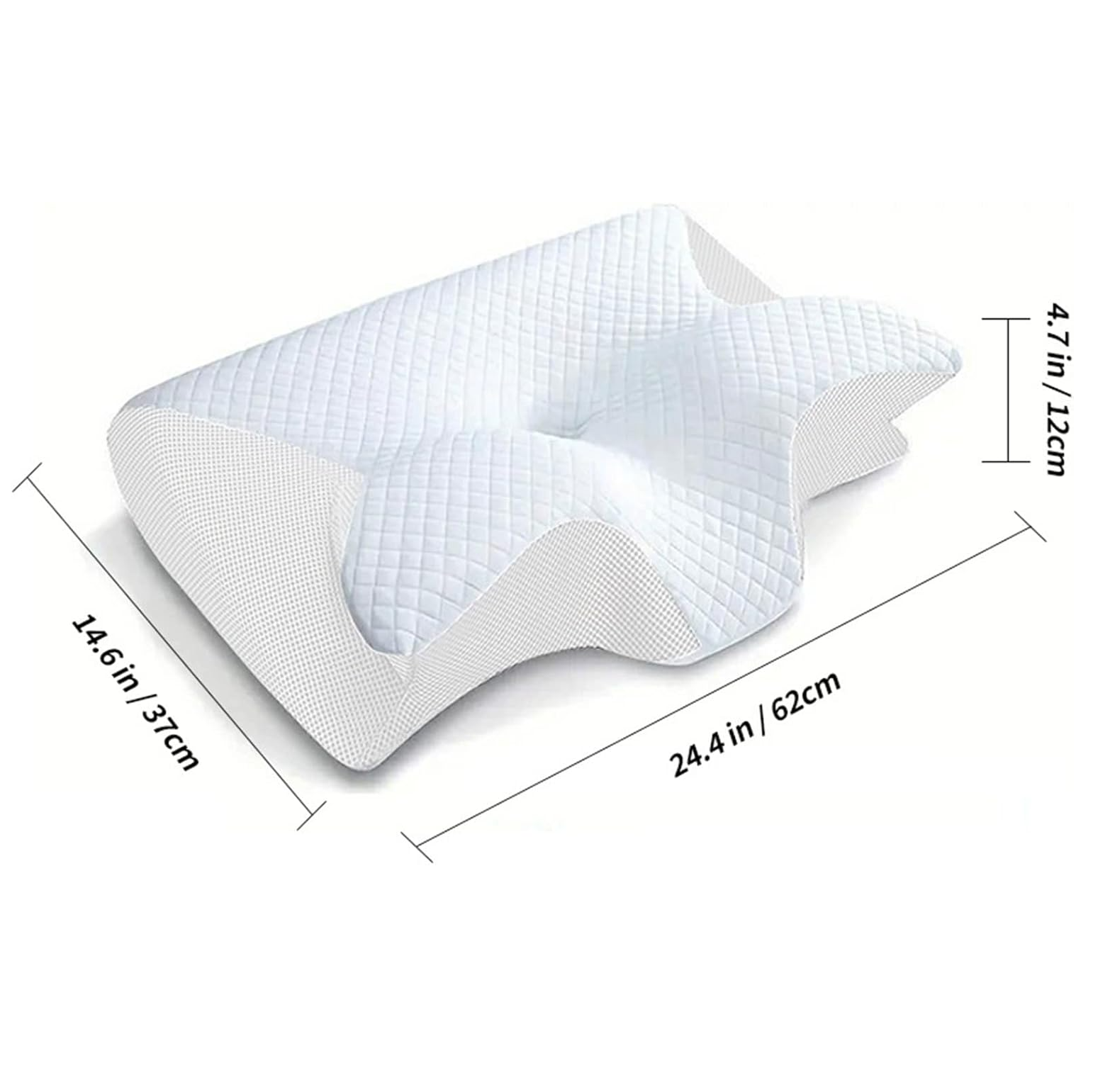 Oreiller Ergonomique Cervical, 2 en 1 Oreiller Orthopédique à Mémoire de Forme pour la Nuque, 62x37x12cm (Blanc) - 2