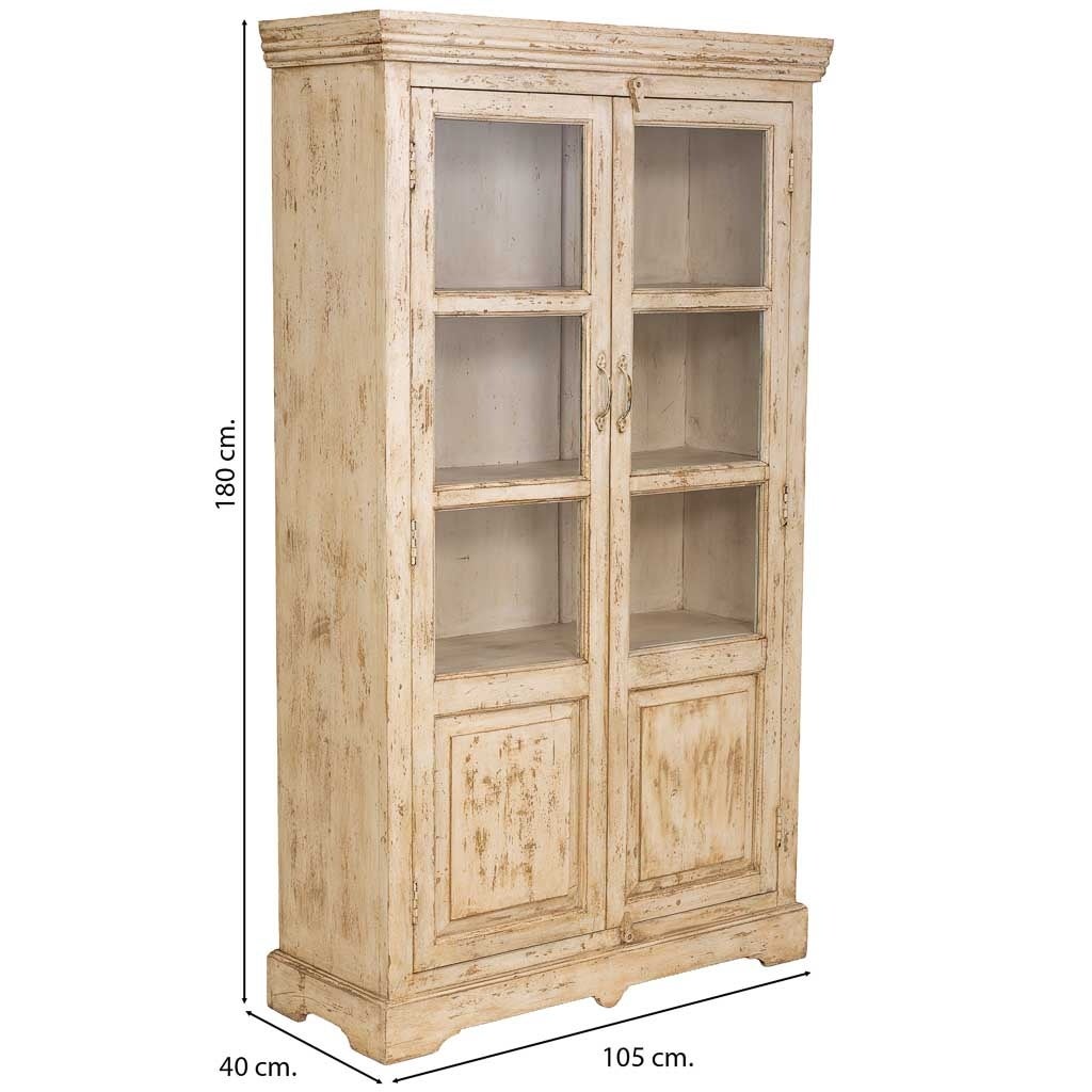 Vetrina in legno beige fatta a mano 105x40x180h cm - 3