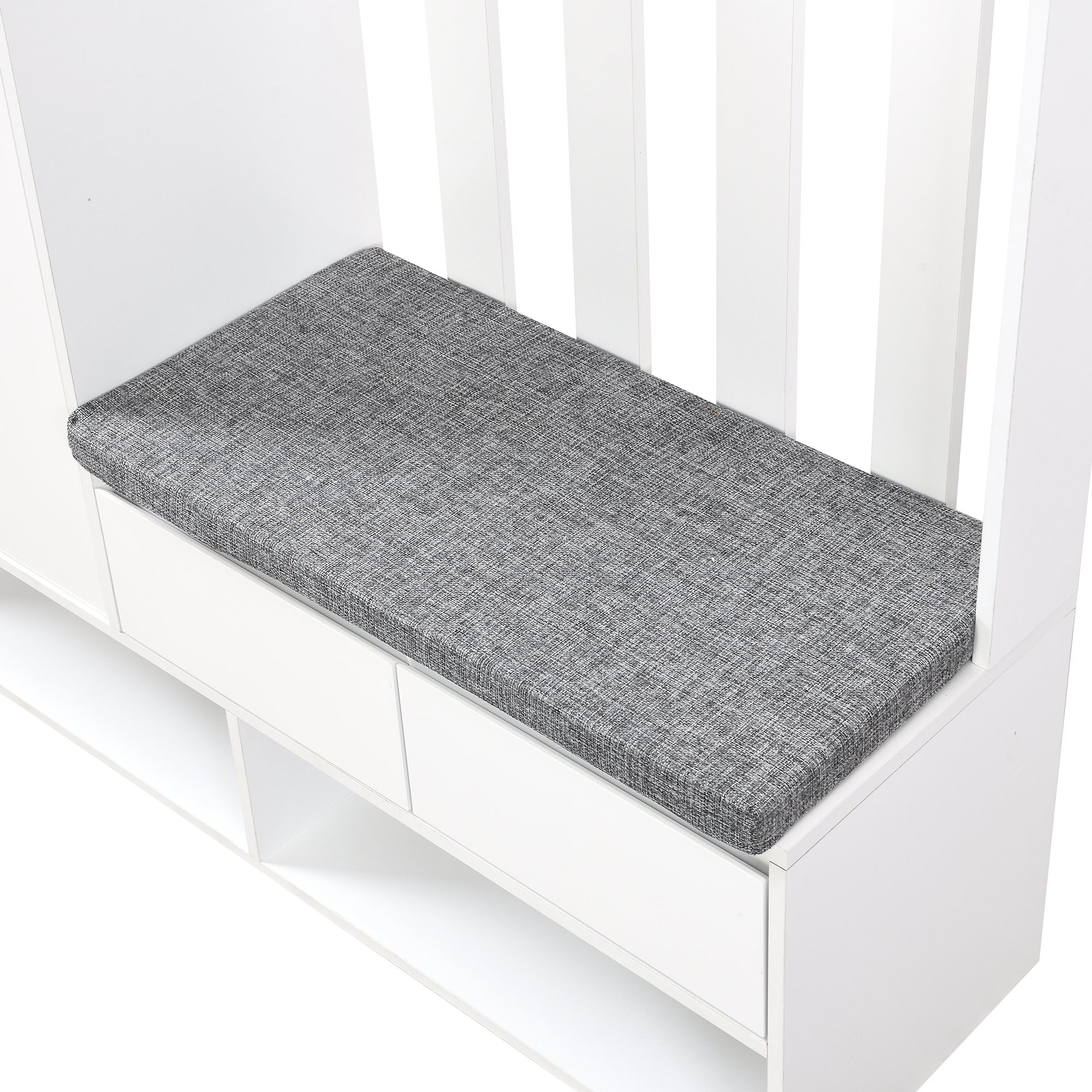 Vestiaire d'entrée multifonctionnel - avec porte-manteau et banc de rangement à chaussures - MDF - Blanc - 9