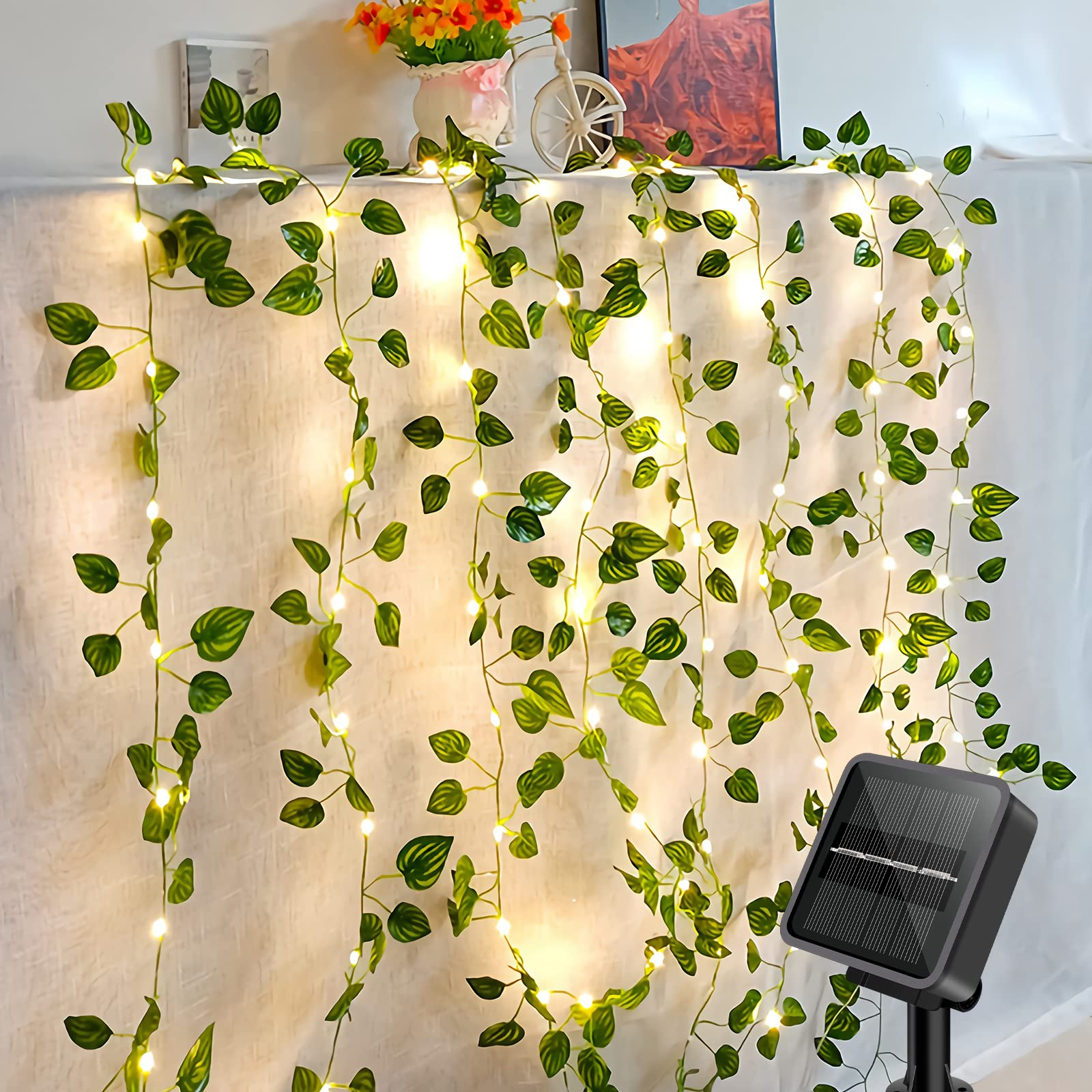 Guirlande Lumineuse 3 M - 20 Led - Monstera - Feuilles Vertes Artificielles - Pour Mariage