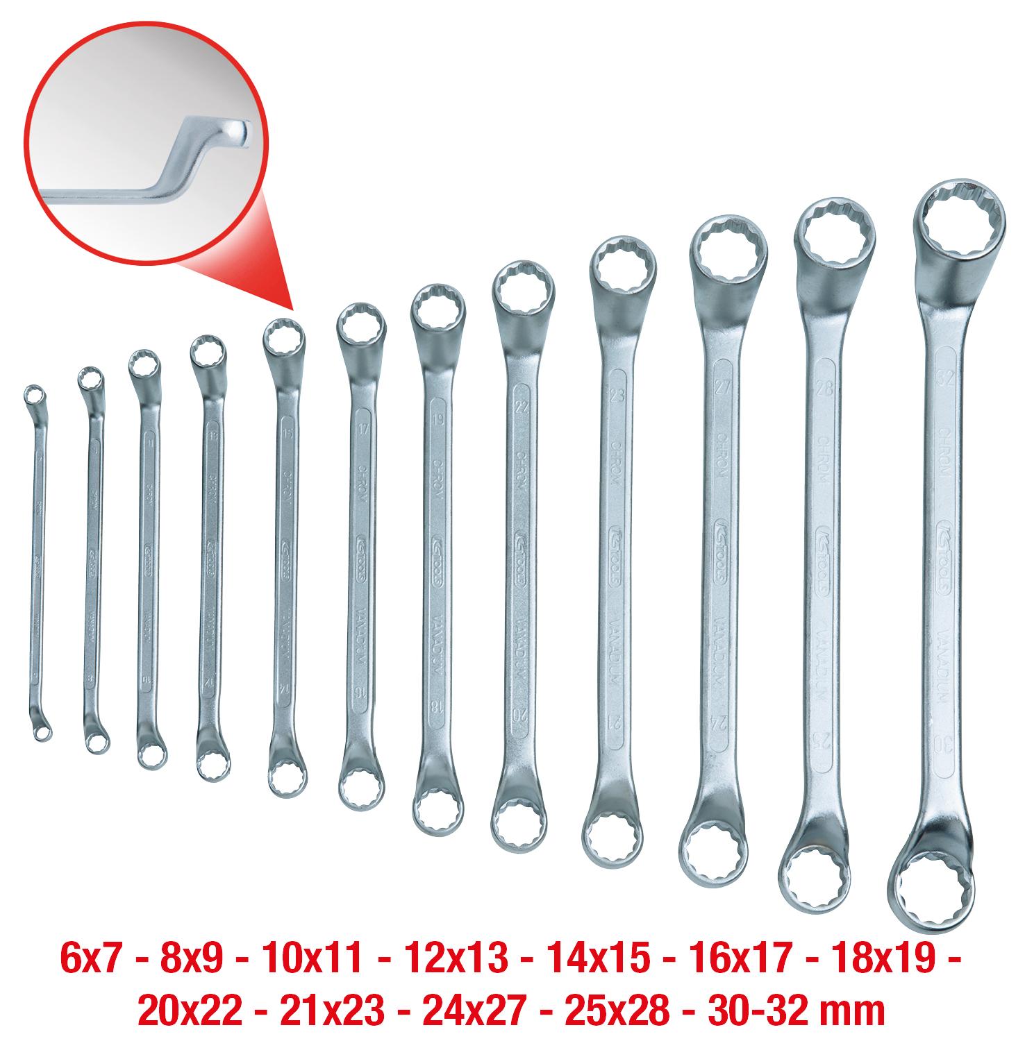 Clé Polygonale Contre-coudée KS Tools 16x17mm - Chrome Vanadium, Finition Chromée, Pour Serrages Couples élevés - 9