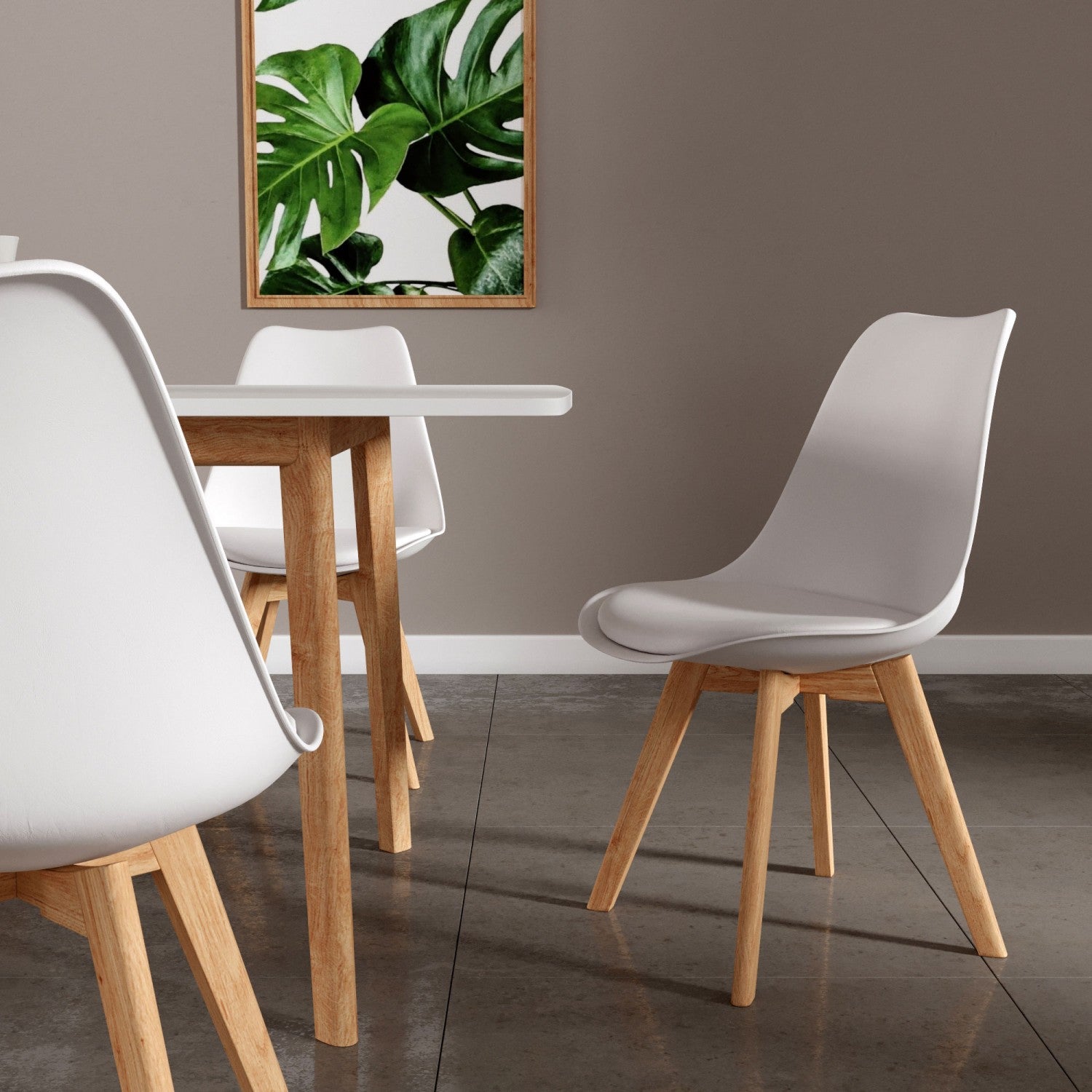 Set di 4 sedie scandinave bianche NORA con cuscino - 7