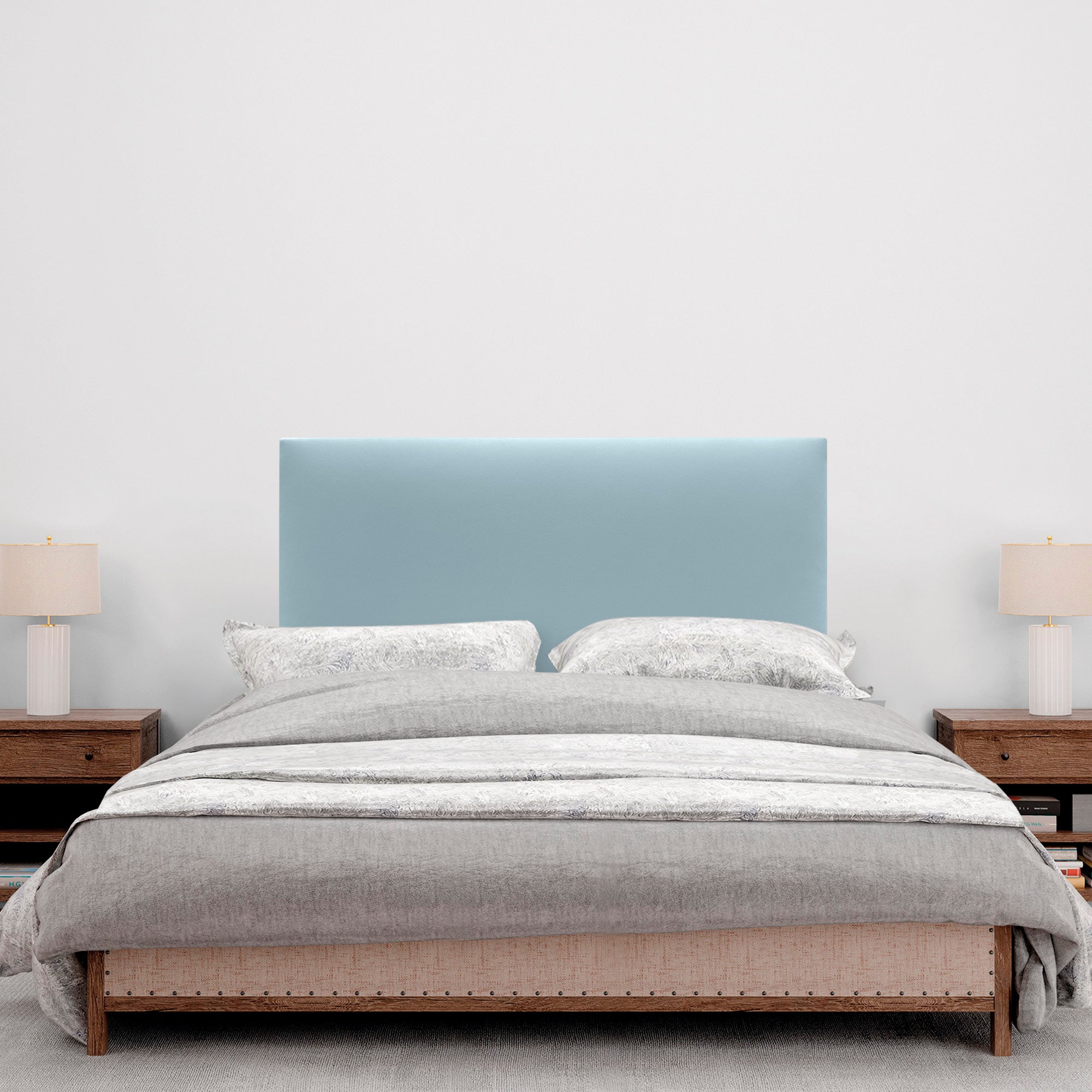 DHOME Cabecero de Polipiel Liso cabeceros Cabezal tapizado Cama (Polipiel Celeste, 110cm (Camas 80/90/105)) - 4