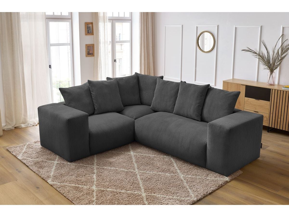 BOBOCHIC Canapé d'angle fixe modulable VOLTAIRE avec 1 chauffeuse 2 places, 1 angle et 1 chauffeuse 1 place Gris foncé Angle gauche - 8