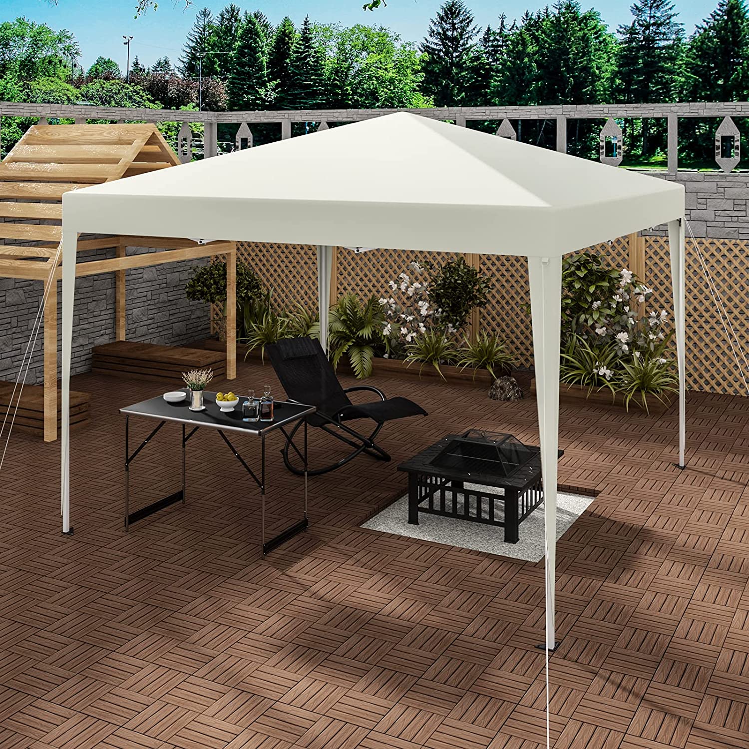 Tonnelle de Jardin,Tente Pliante,Protection du Soleil UV 50+, Facile à Installer Hauteur Réglable 3x3m, Beige,WOLTU - 2