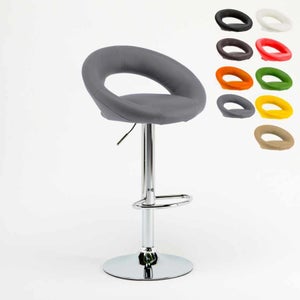 Set di 2 sgabelli da bar in tessuto Milet Metallo in look cromato grigio | 324401