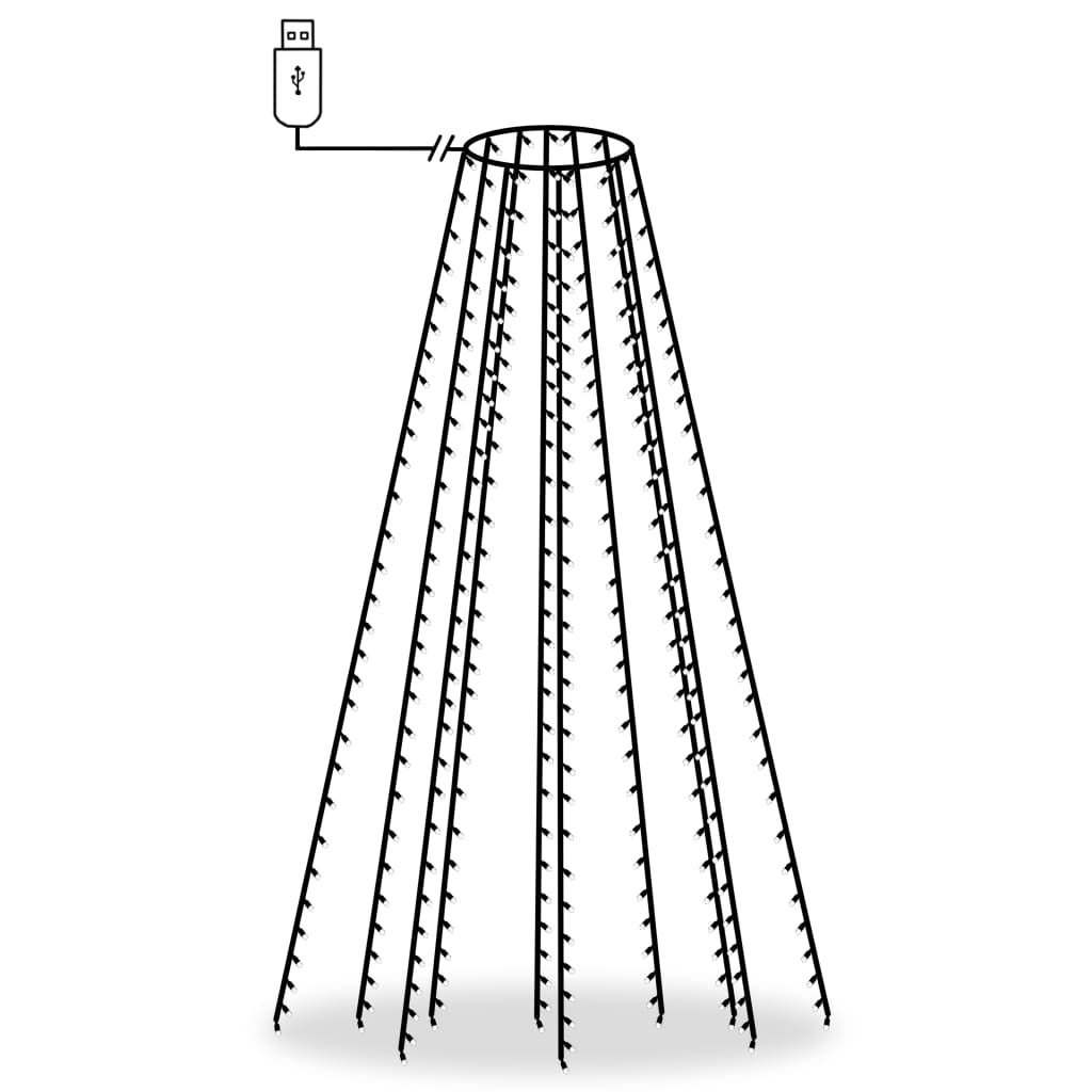Świecąca siatka na choinkę 250 kolorowych diod LED 250 cm