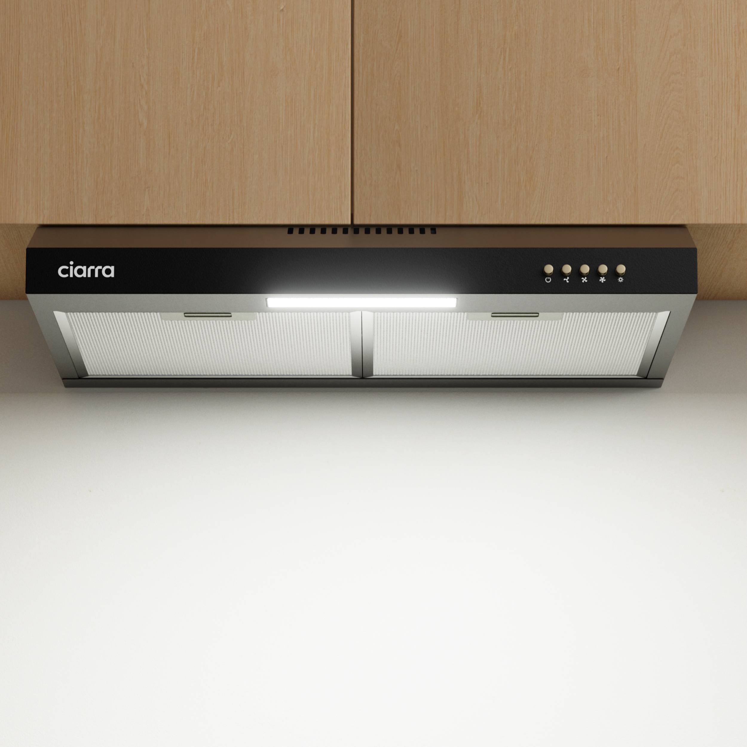 CIARRA VMB6903 Hotte Casquette 60cm Noir A+ 3 Vitesses 220m3/h Recyclage - 3